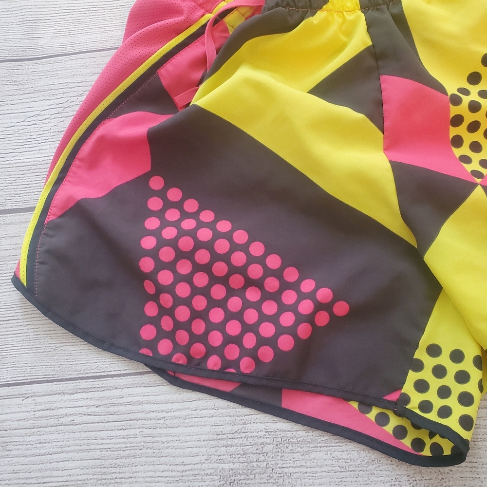 Nike dri-fit pink and yellow cute running shorts.  Size small - Picture 2 of 13